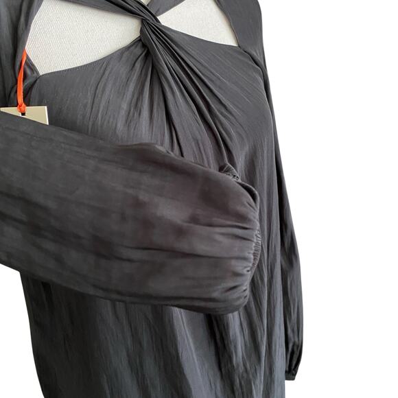 Ramy Brook Marina Cross Front Blouse Top Fits Sz S Black Long sleeve AS76361 325 - Picture 8 of 14